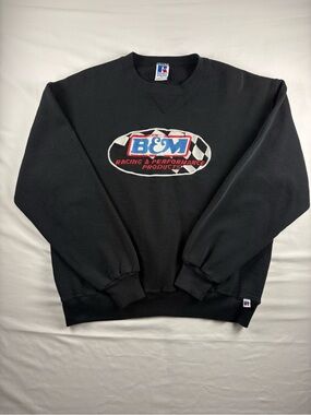 Vintage Russell Athletic B&M Racing Sweatshirt USA Embroidered L